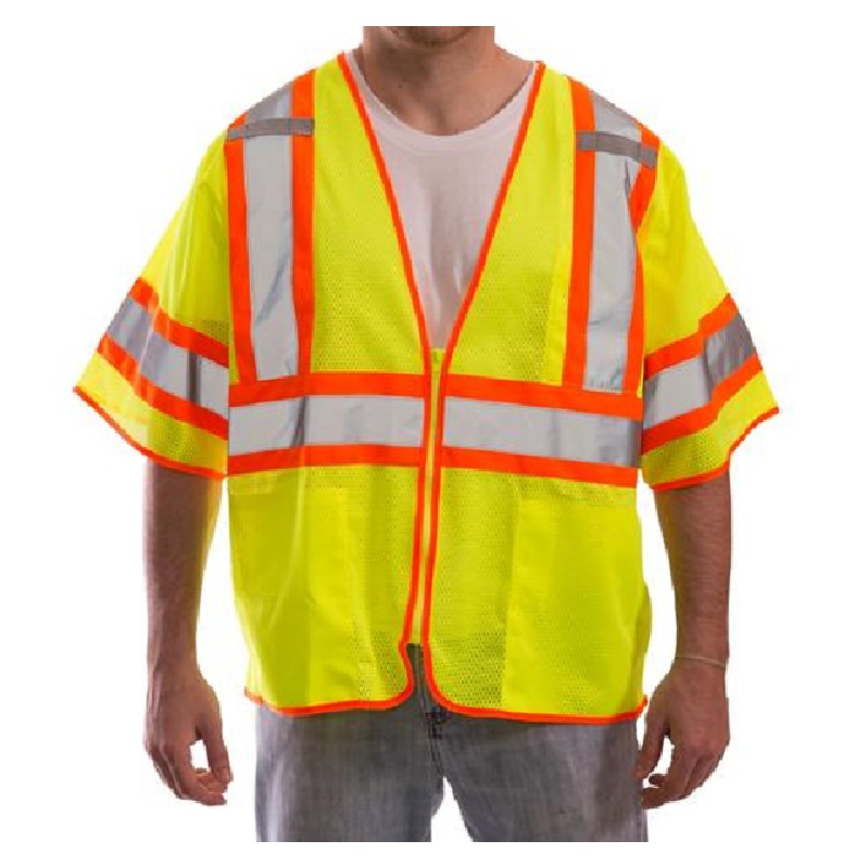 Job Sight Class 3 Two-Tone Mesh Vest in Yellow